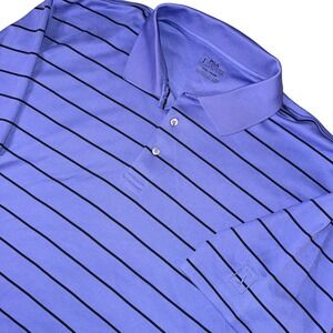 PGA TOUR Mens XXL Purple Black Striped Short Sleeve Golf Polo Shirt
